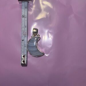 Sterling Silver Blue Lace Agate Moon Pendant